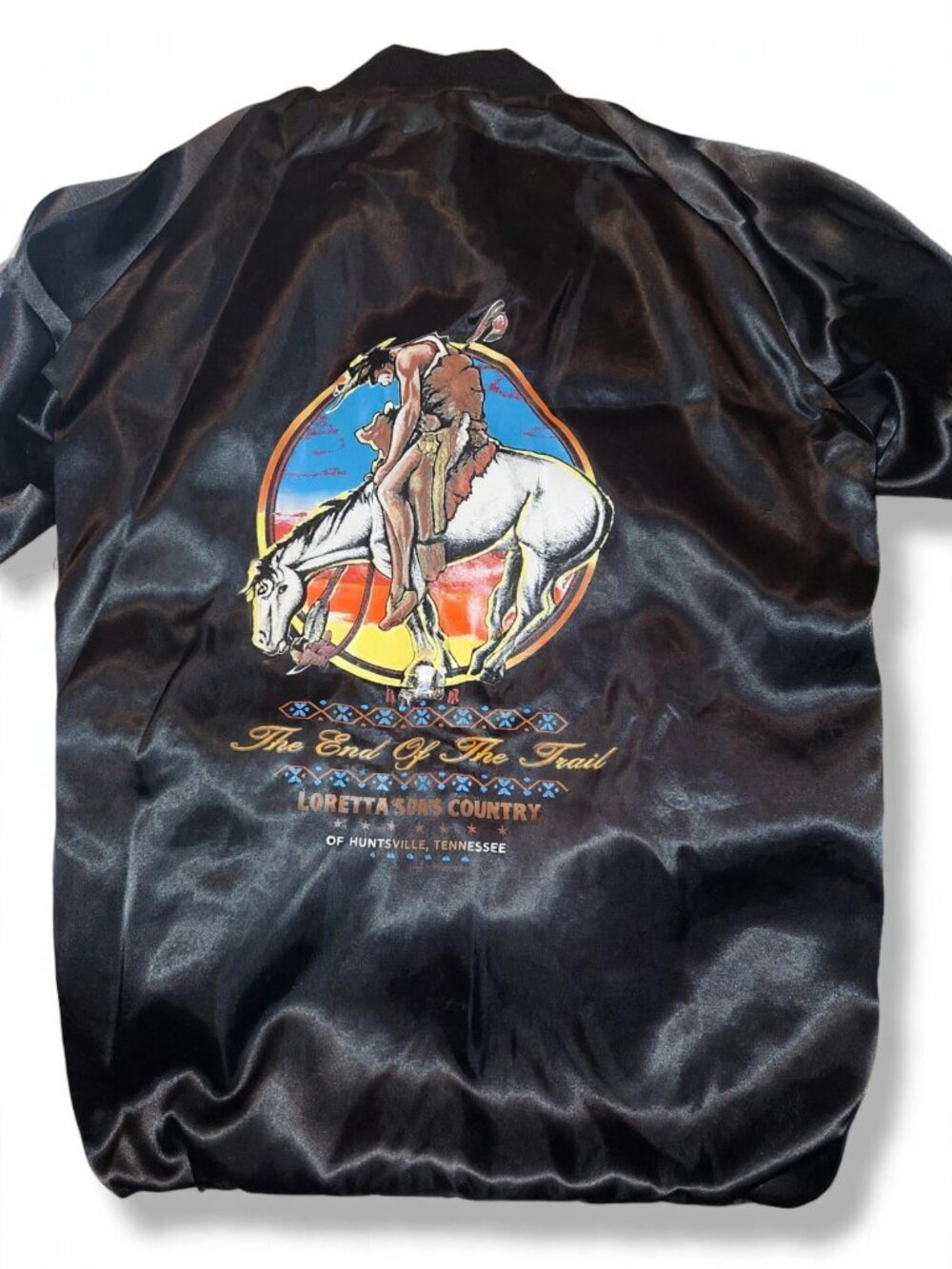 Men's Black Nylon Bomber Jacket - Loretta Lynn The End Of The Trail Tour